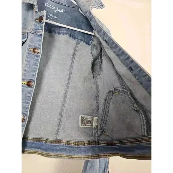 Cat And Jack Light Blue Long Sleeve Button Up Chest Pockets Denim Jacket - Picture 3 of 7